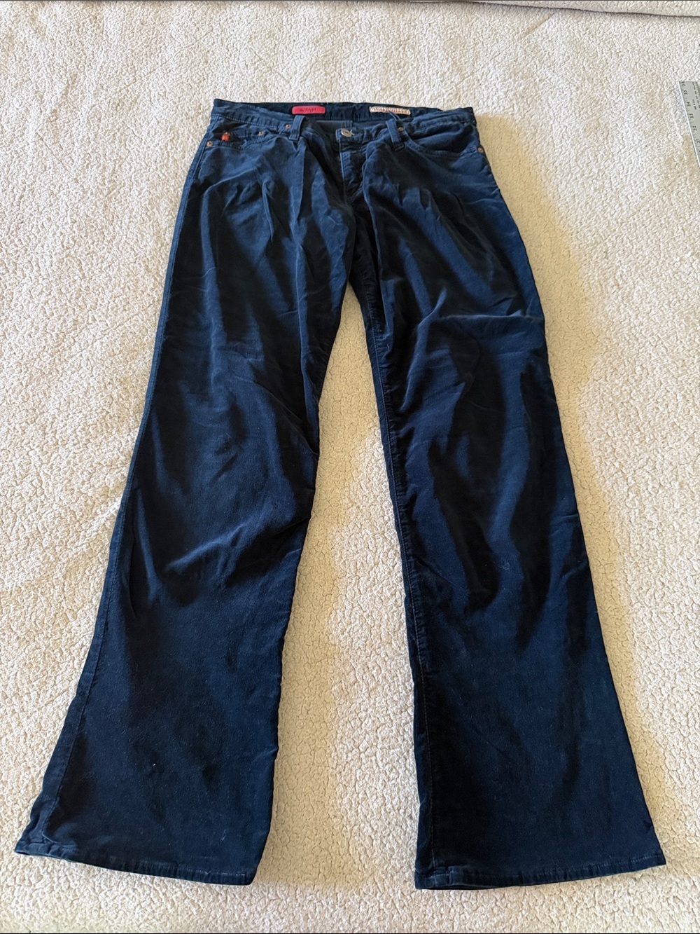 Ag Adriano Goldschmied The Angel Navy Velvet Flare Wide Leg Jeans 30
